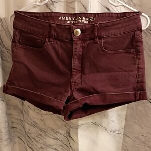 American Eagle Outfitters Women's Dark Red Jean Shorts